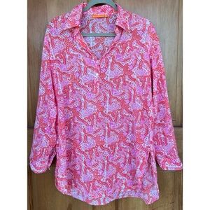 Oliphant Lightweight Pullover Floral Tunic Top L